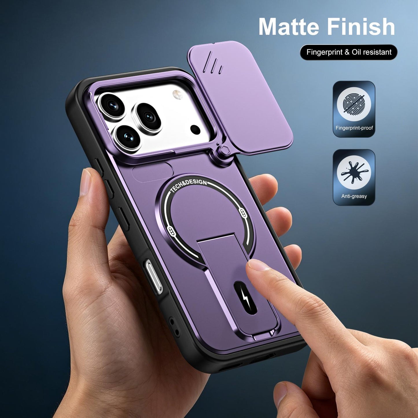 For Honor 600 / 600 Pro Global Sliding Camshield Holder Magnetic Phone Case(Purple)