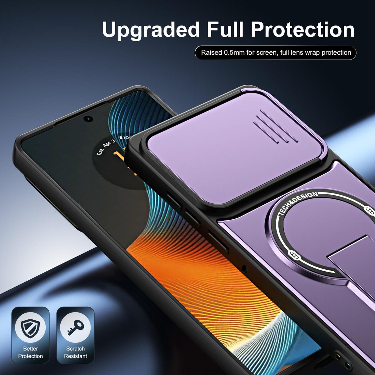 For Motorola Edge 50 Fusion / Moto G85 Sliding Camshield Holder Magnetic Phone Case - Black - EDA009988501B