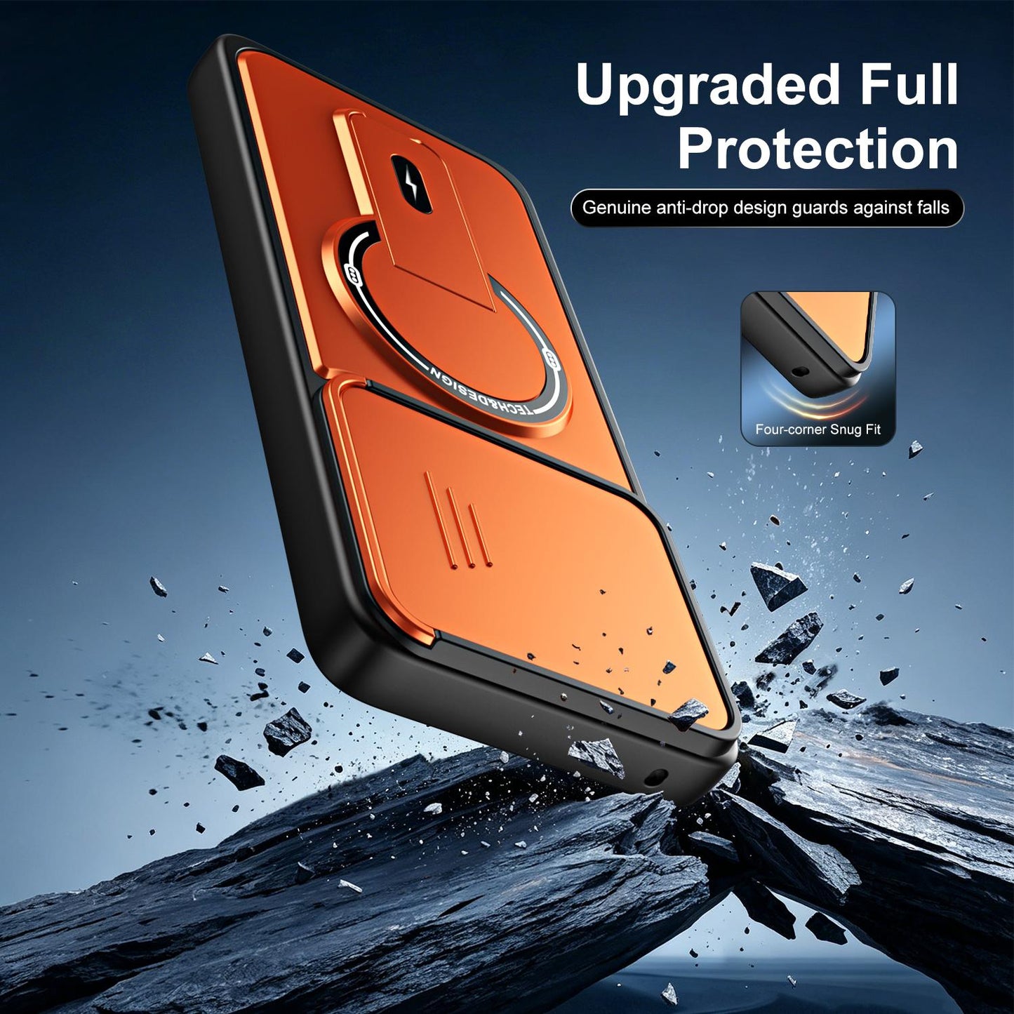 For Motorola Moto G56 5G Sliding Camshield Holder Magnetic Phone Case(Orange)
