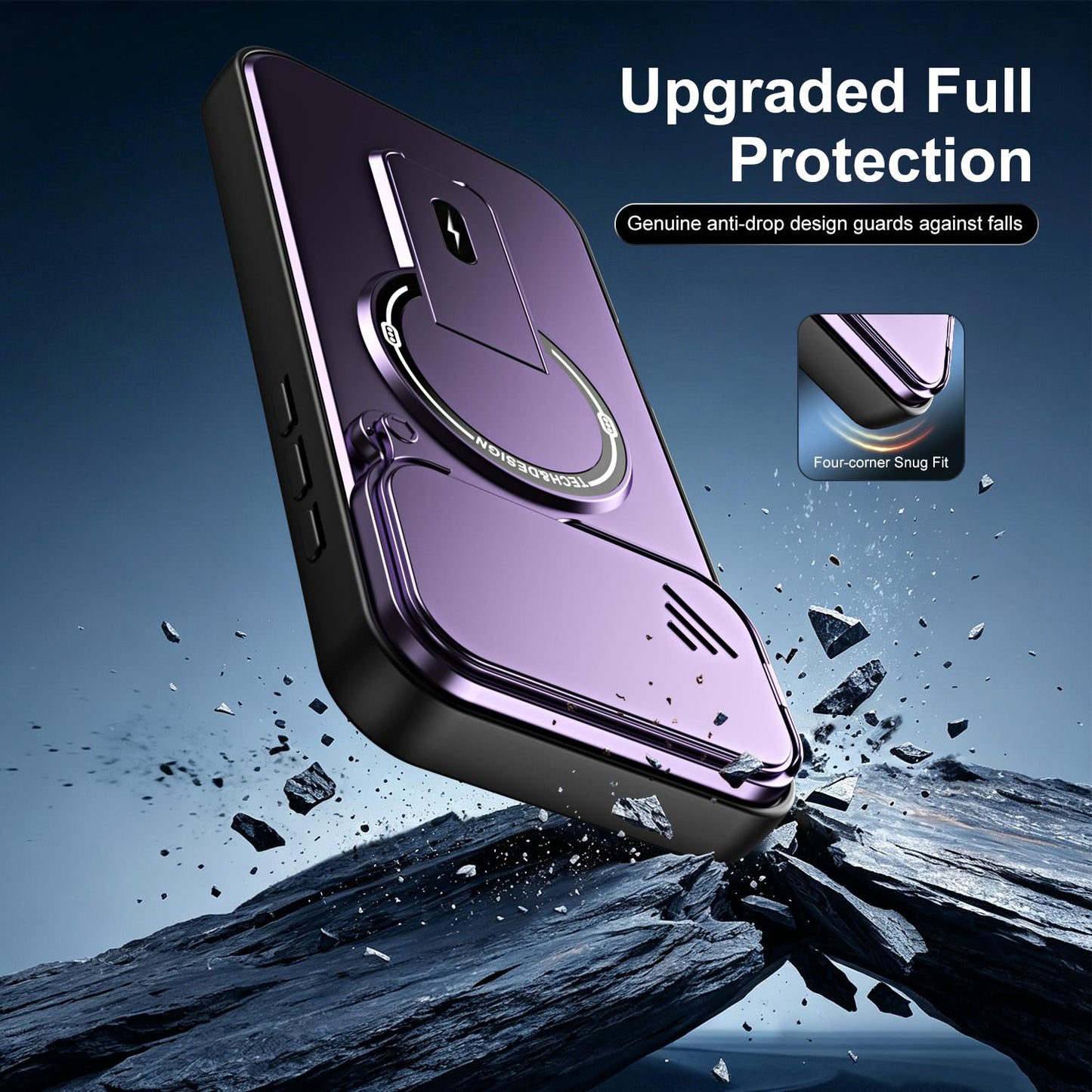 For iPhone 17 Pro Max Sliding Camshield Holder Magnetic Phone Case(Purple)