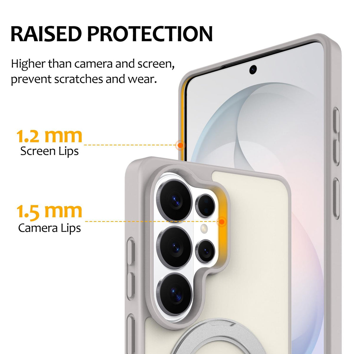 For Galaxy S23 Ultra 5G Skin Feel Revolving Kickstand Magnetic Phone Case - Grey - EDA009989201E