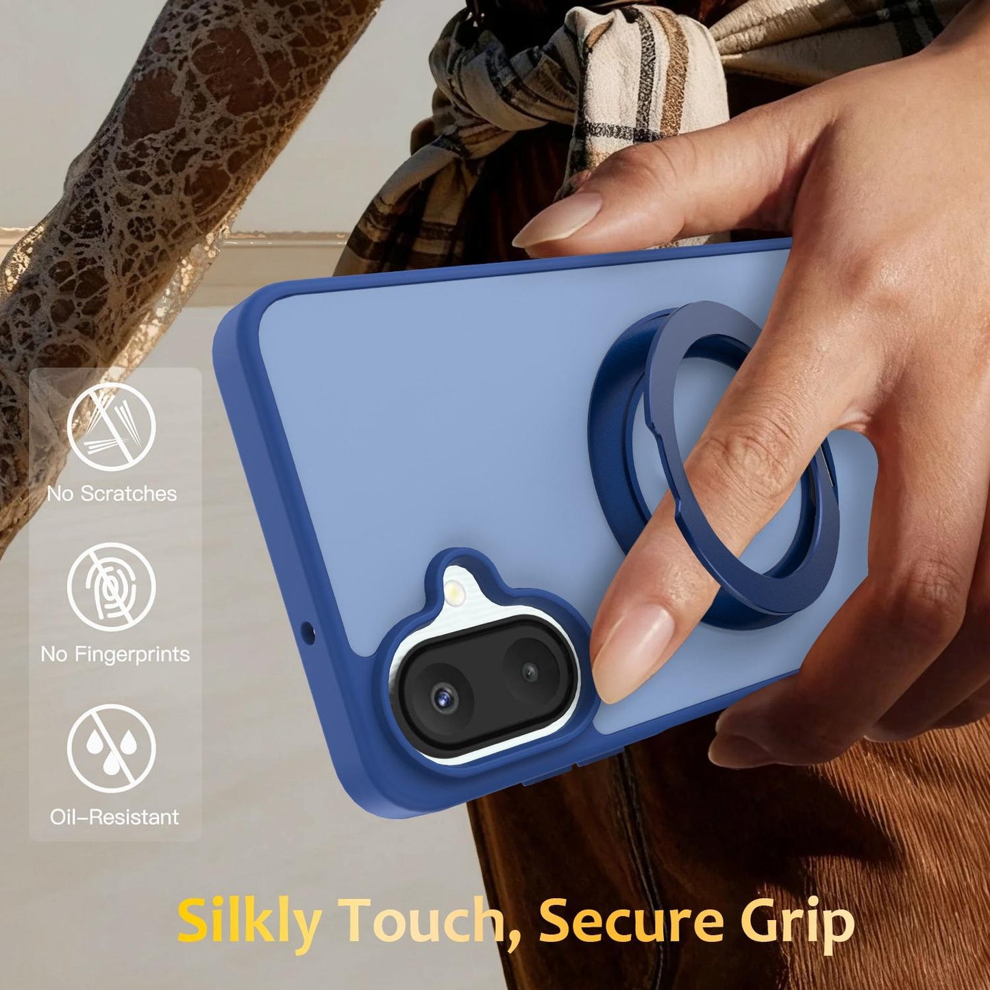 For Galaxy A08 / A07 4G&5G Skin Feel Revolving Kickstand Magnetic Phone Case(Blue)