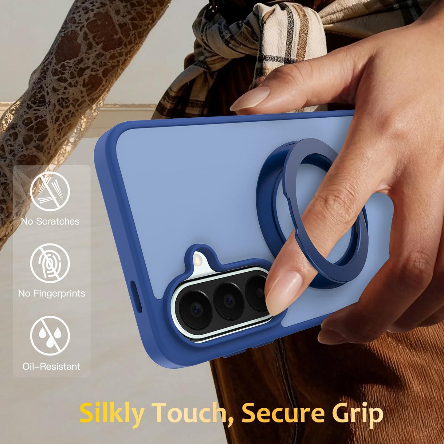 For Galaxy S26 5G Skin Feel Revolving Kickstand Magnetic Phone Case(Blue)