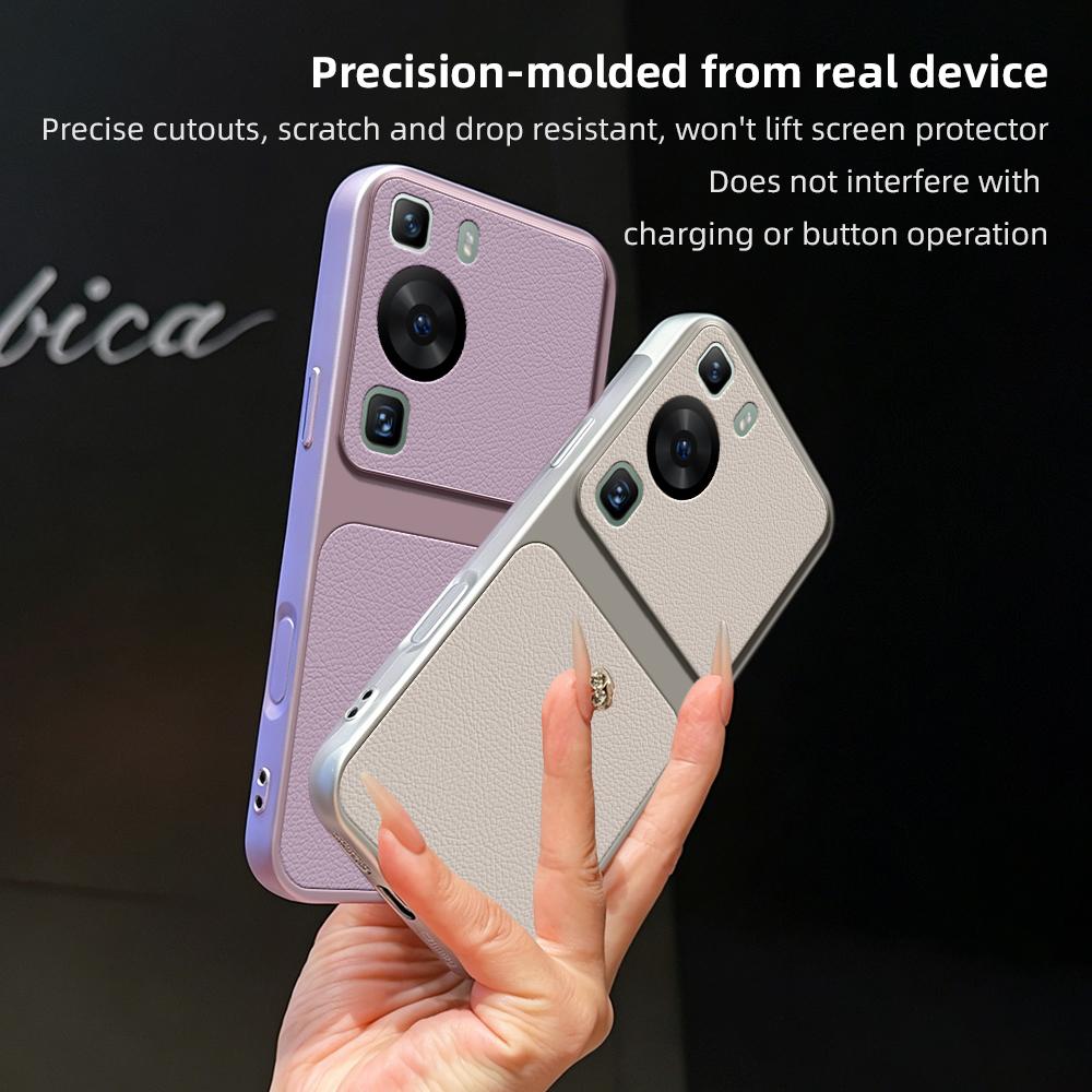 For Huawei P60 Lambskin Series Skin Feel Shockproof Phone Case(Silver)