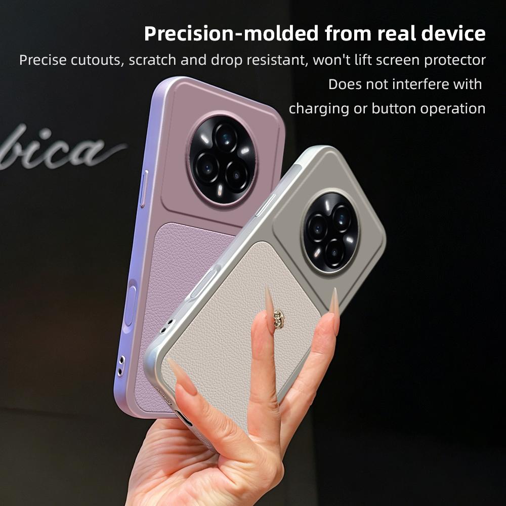 For Realme 14 Pro+ Lambskin Series Skin Feel Shockproof Phone Case(Silver)