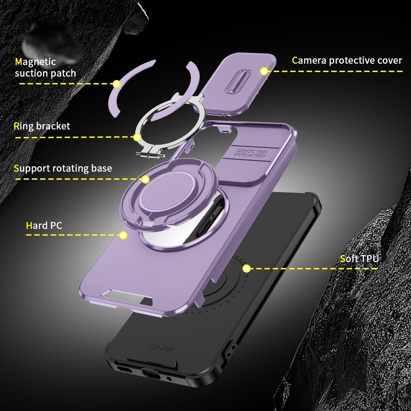 For Samsung Galaxy A27 5G Sliding Camshield Ring Holder Phone Case(Purple)