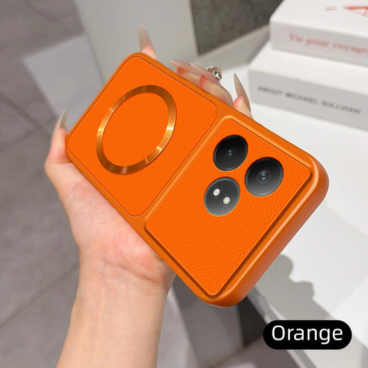 For Realme GT Neo6 SE Lambskin Series Magnetic Skin Feel Phone Case(Orange)
