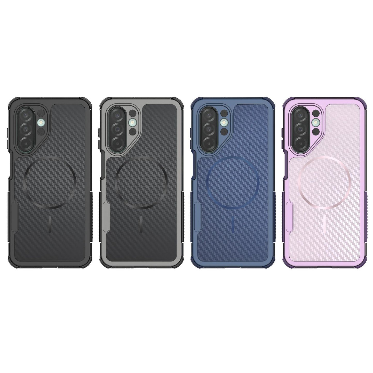For Galaxy A26 5G Rugged Carbon Fiber Texture Airbag Shockproof Magnetic Phone Case(Black)