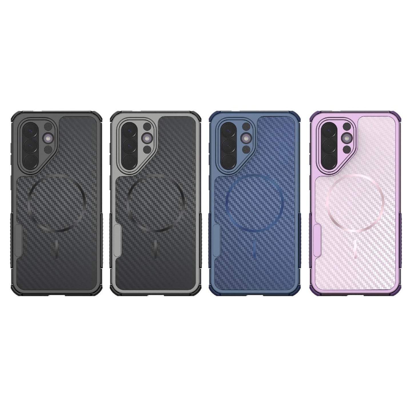For Galaxy A57 5G Rugged Carbon Fiber Texture Airbag Shockproof Magnetic Phone Case(Gray)