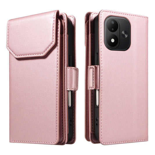 For Redmi Note 17 5G/4G Global 171mm Multi Card Wallet Leather Phone Case with Strap(Rose Gold)