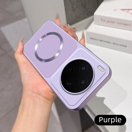 For vivo X300s Lambskin Series Magnetic Skin Feel Phone Case(Purple)