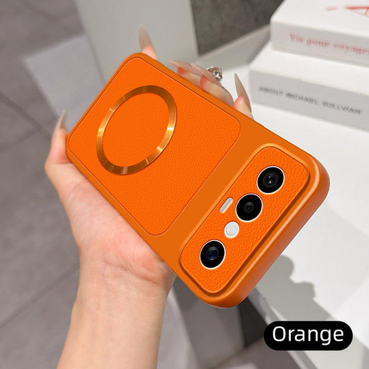 For vivo S50 Pro mini 5G Lambskin Series Magnetic Skin Feel Phone Case(Orange)