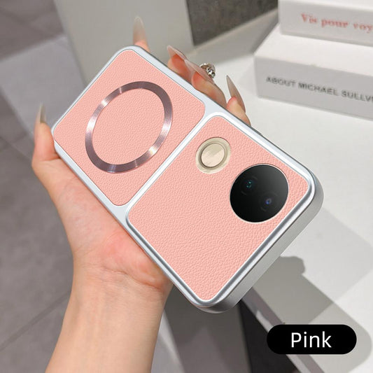For vivo S20 Lambskin Series Magnetic Skin Feel Phone Case(Pink)