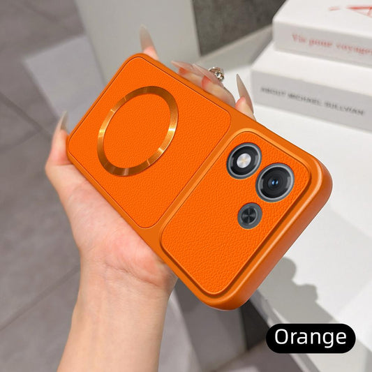 For Honor X70i Lambskin Series Magnetic Skin Feel Phone Case(Orange)