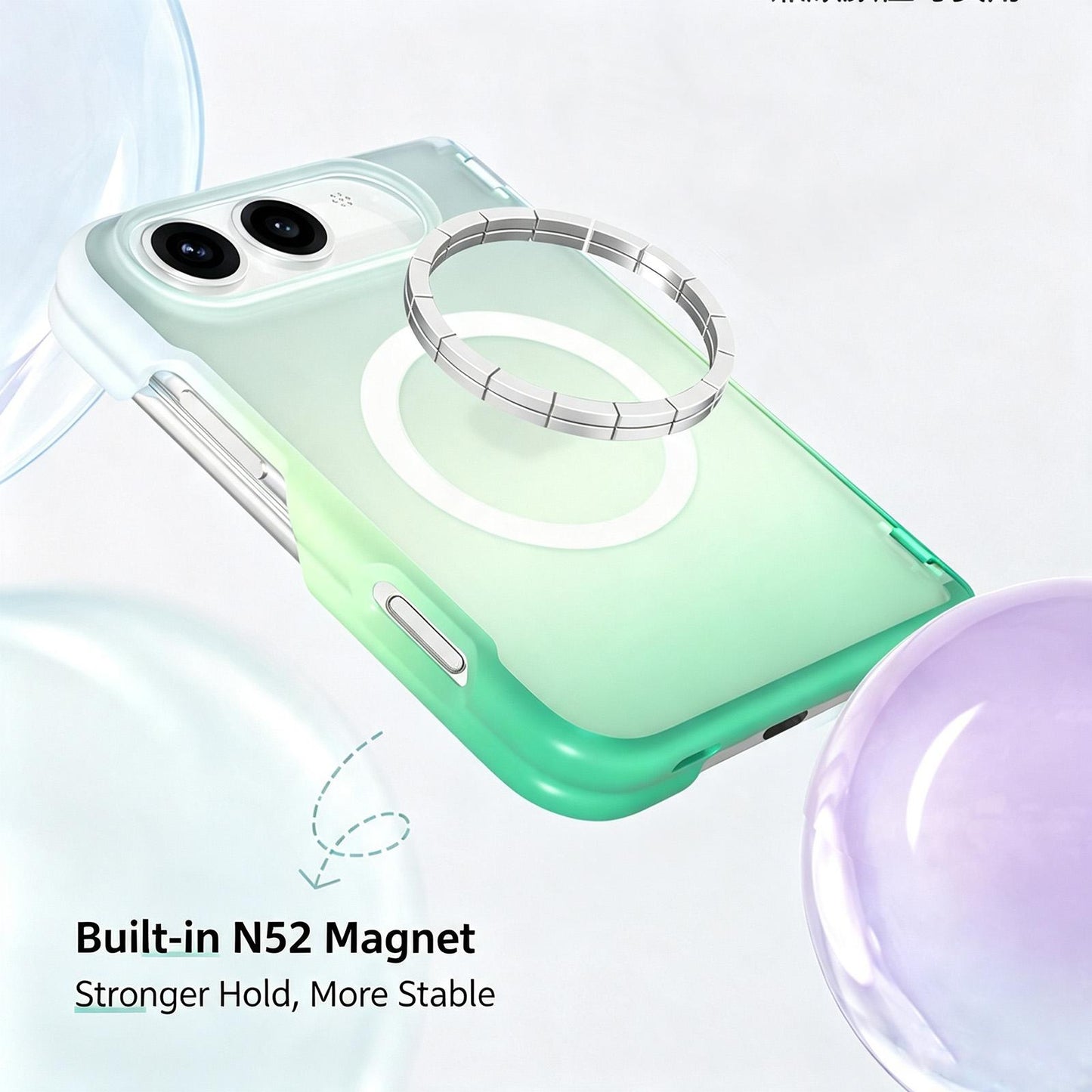 For iPhone Fold Macaron Gradient Magnetic PC Foldable Phone Case(Pink Green)