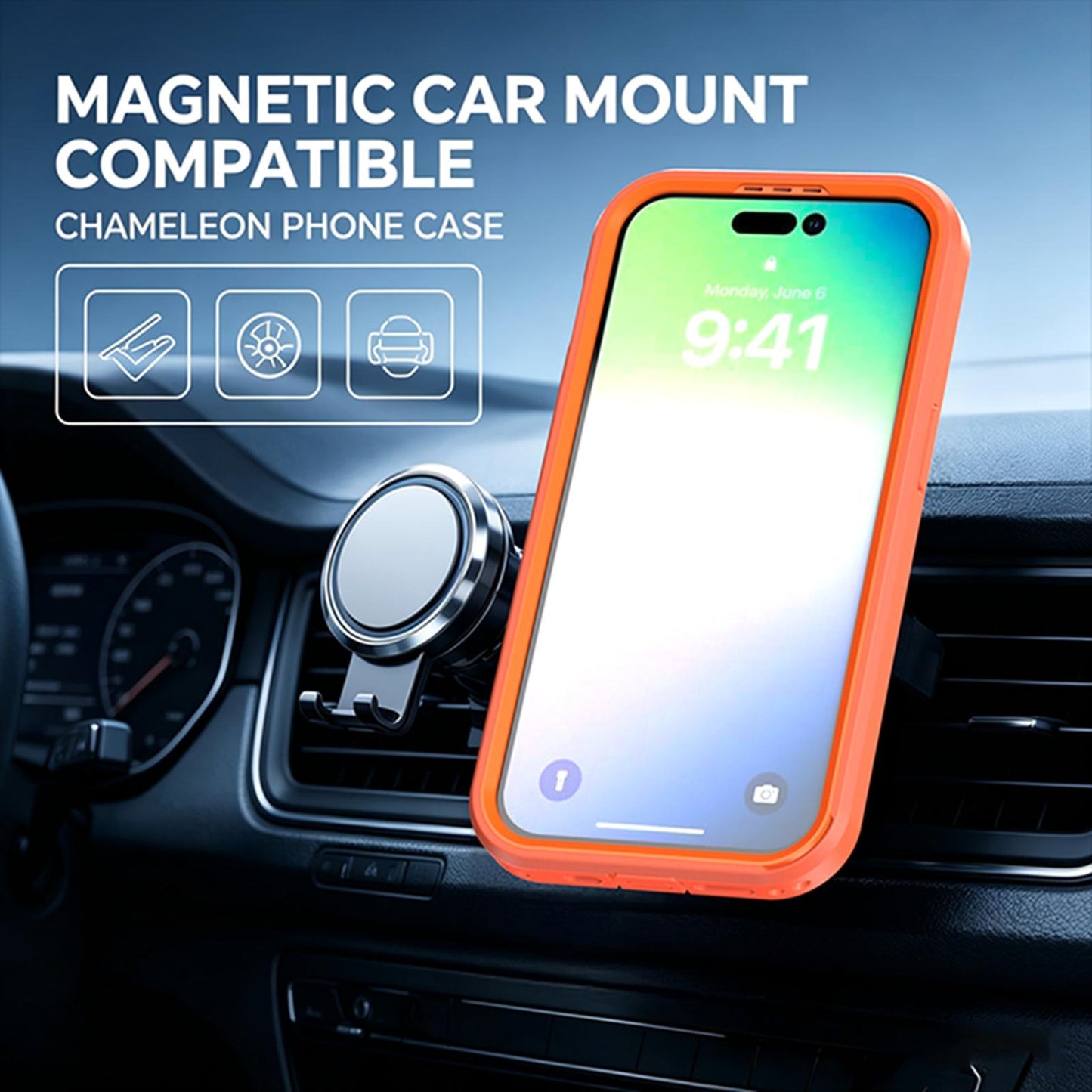 For iPhone 14 Pro Silicone Magnetic Anti-drop Protective Phone Case(Orange)