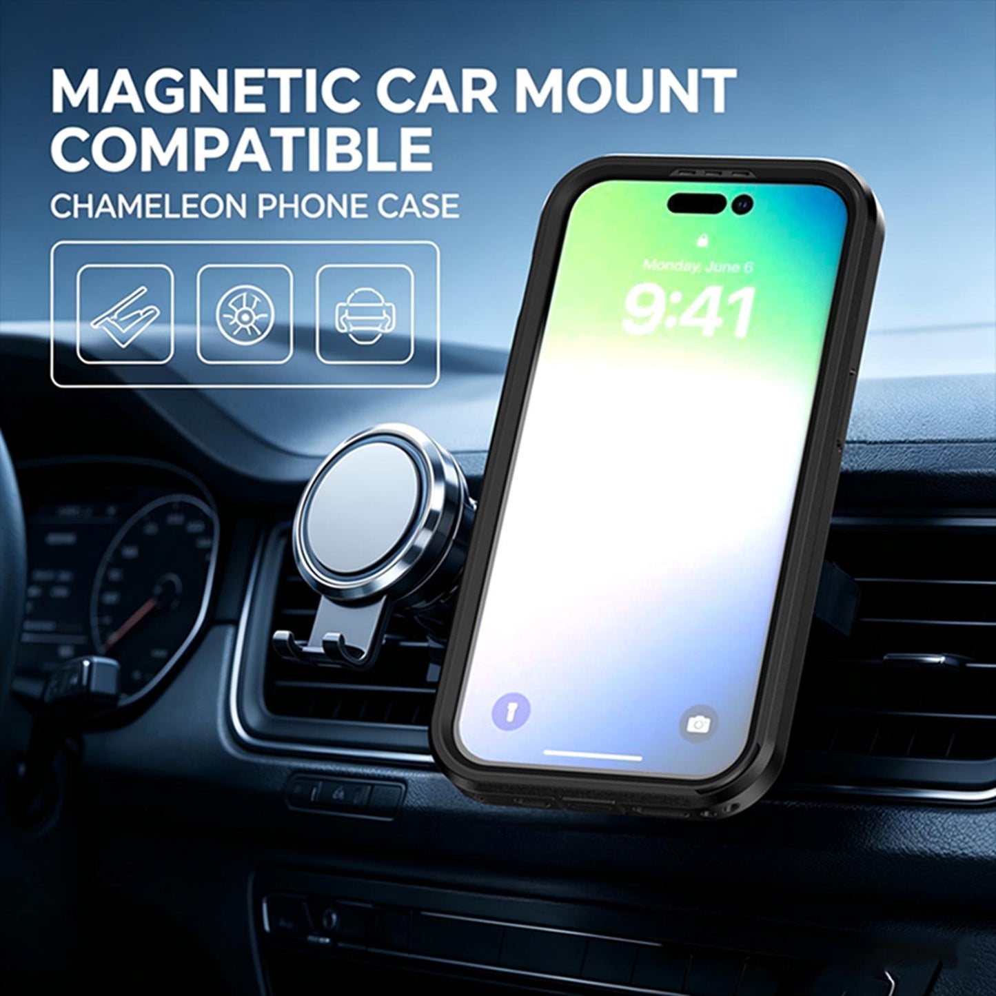 For iPhone 14 Pro Silicone Magnetic Anti-drop Protective Phone Case(Black + Black)