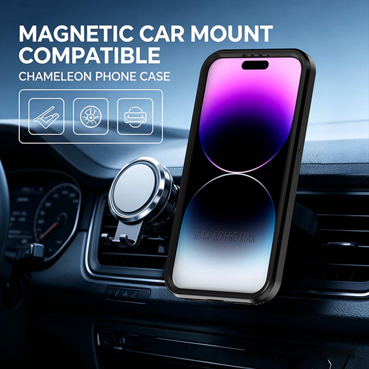 For iPhone 14 Pro Max Silicone Magnetic Anti-drop Protective Phone Case(Black + Black)