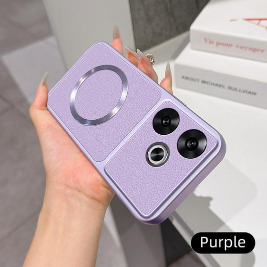 For Redmi Turbo 3 Lambskin Series Magnetic Skin Feel Phone Case(Purple)