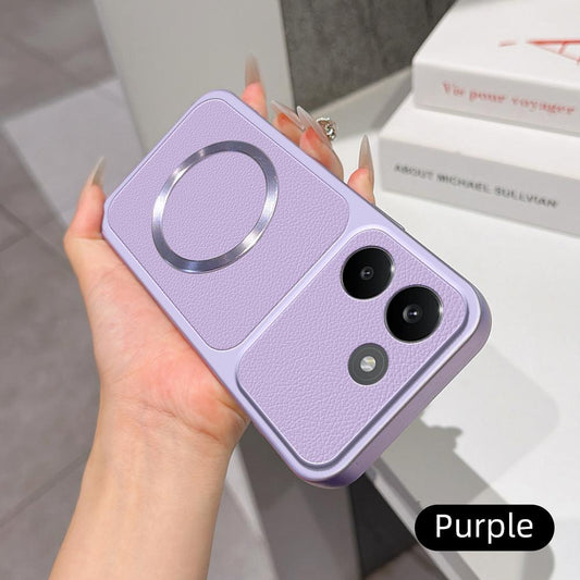 For Redmi Turbo 5 5G Lambskin Series Magnetic Skin Feel Phone Case(Purple)