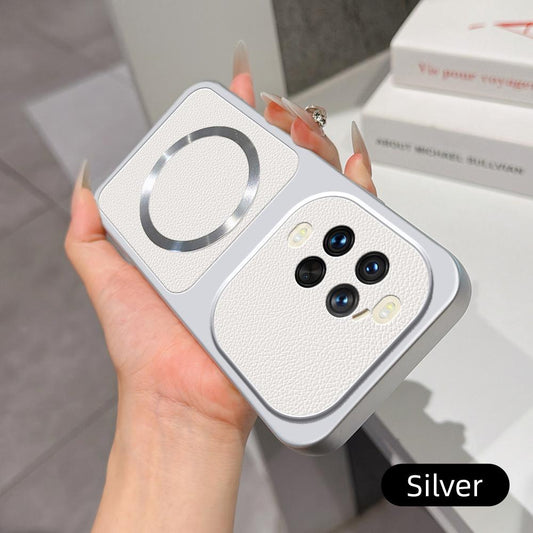For Huawei nova 14 Ultra Lambskin Series Magnetic Skin Feel Phone Case(Silver)