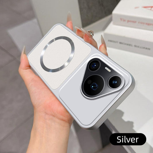 For Huawei Pura 70 Pro Lambskin Series Magnetic Skin Feel Phone Case(Silver)