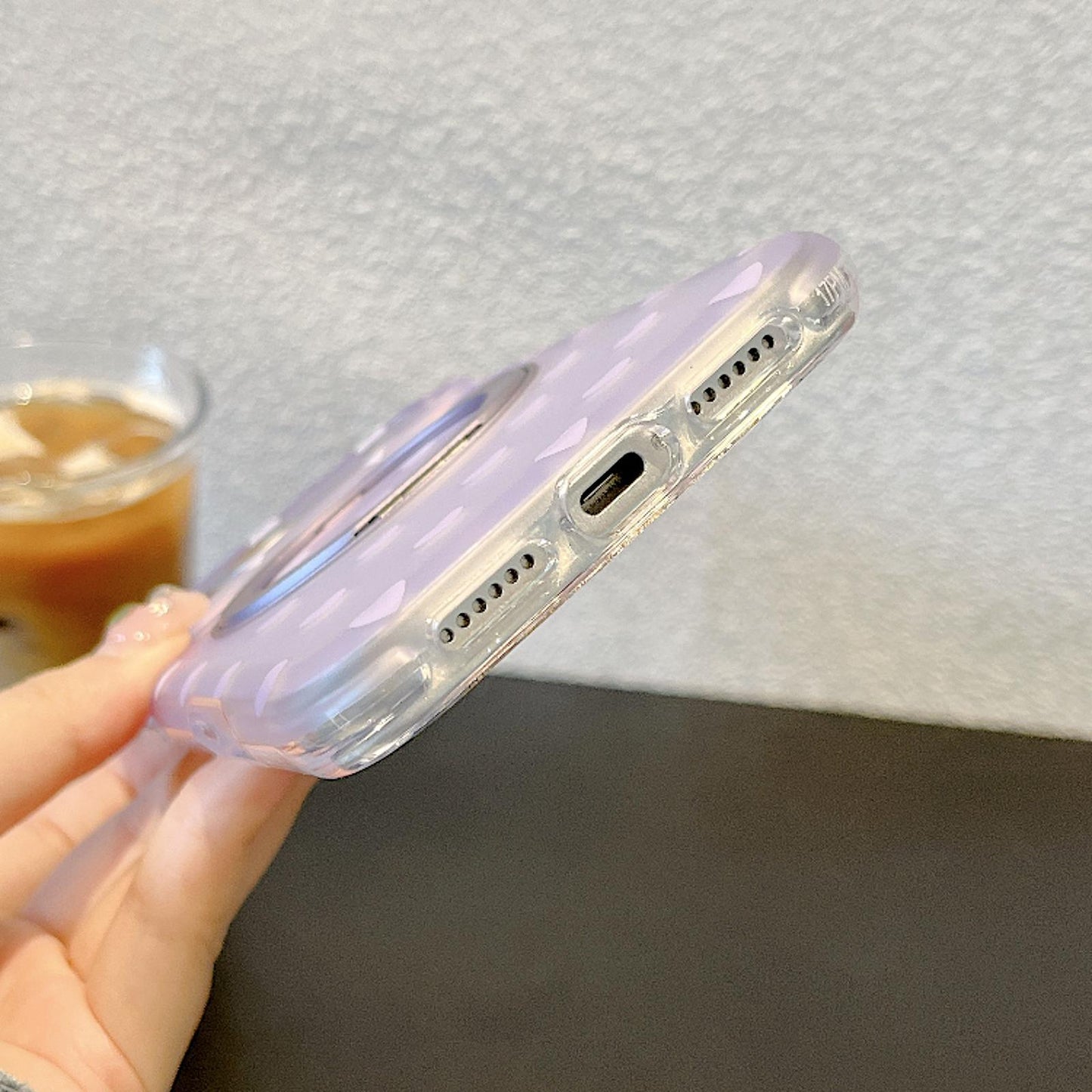 For iPhone 16 Pro Double-sided Gradient Heart 360 Degree Magnetic Holder Phone Case(Purple)