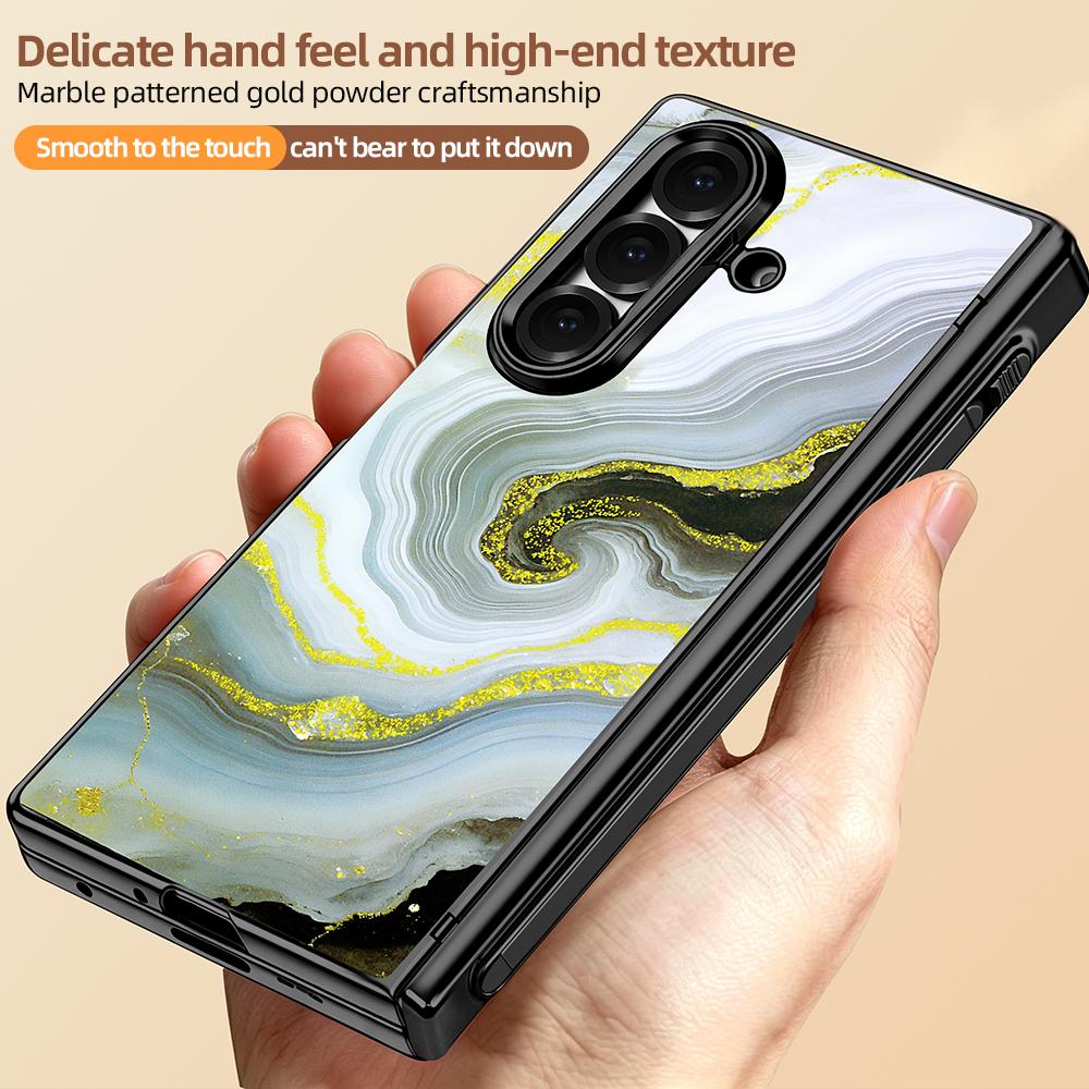 For Samsung Galaxy Z Fold7 5G VIETAO Amber Series Integrated Privacy Screen Protector Magnetic Phone Case with Stylus(Grey Gold)