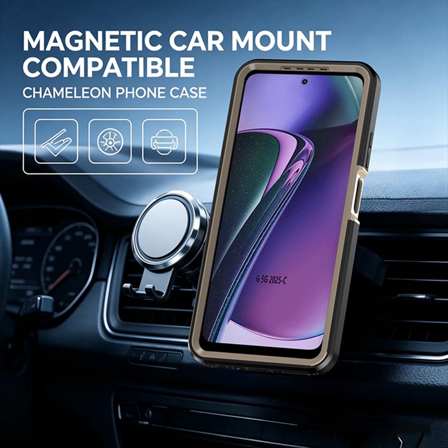 For Motorola Moto G 5G 2026 / 2025 Silicone Magnetic Anti-drop Protective Phone Case(Black + Gold)