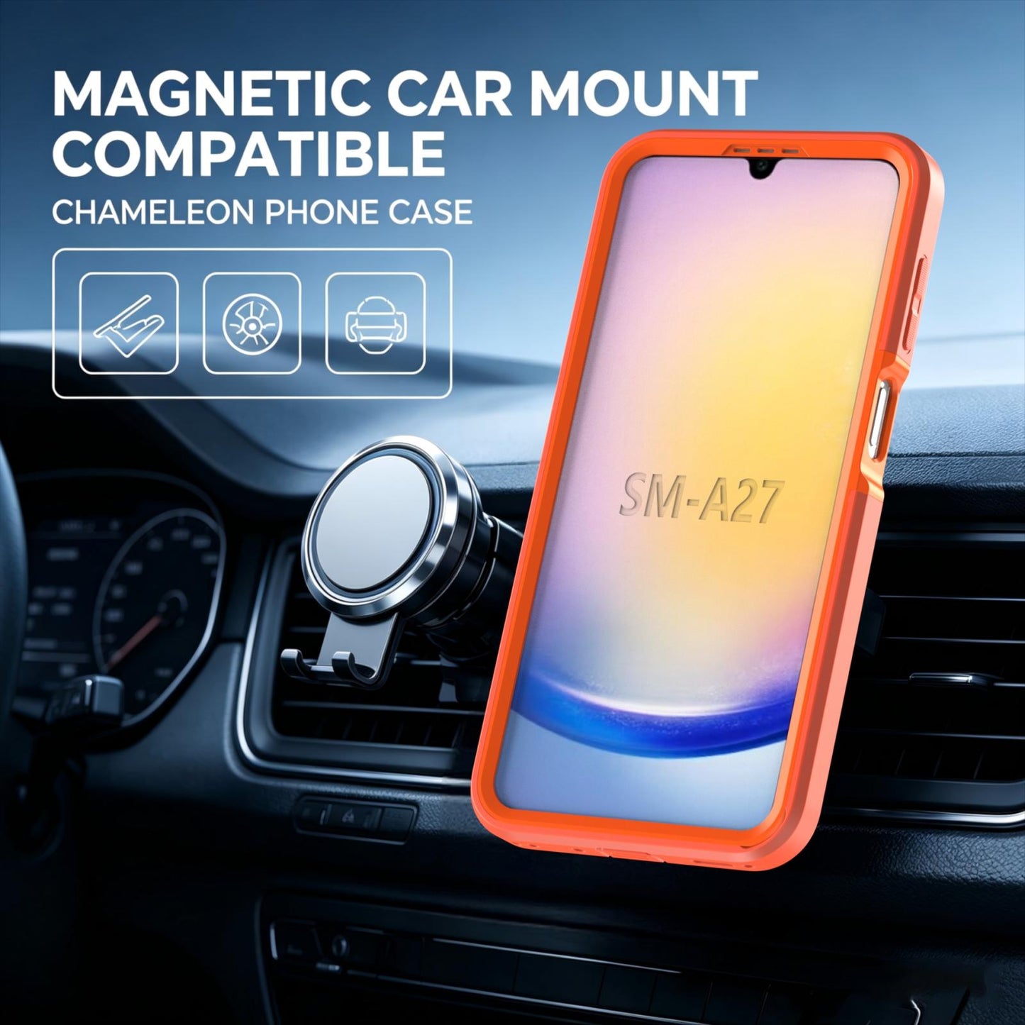 For Galaxy A27 5G Silicone Magnetic Anti-drop Protective Phone Case(Orange)