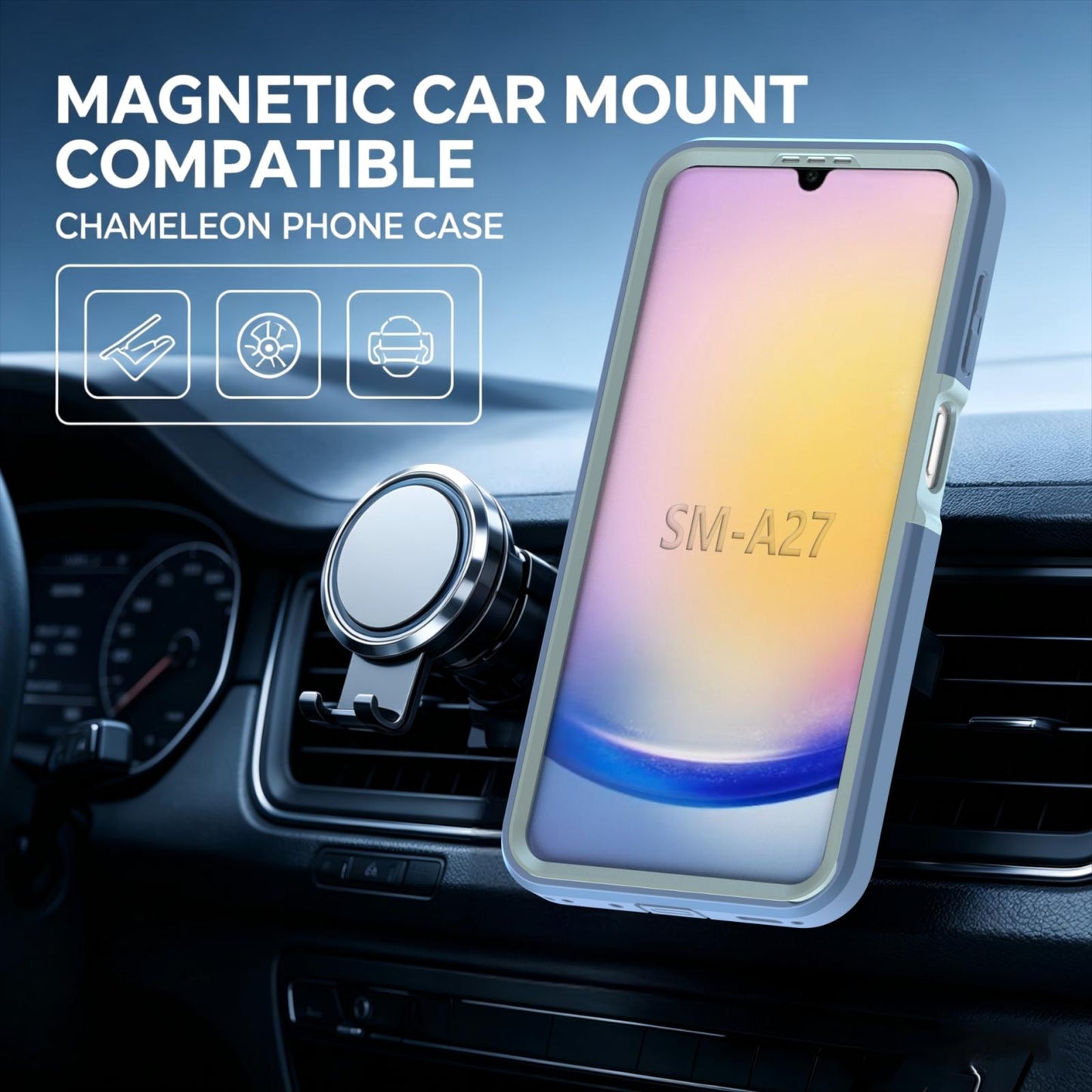 For Galaxy A27 5G Silicone Magnetic Anti-drop Protective Phone Case(Light Blue)
