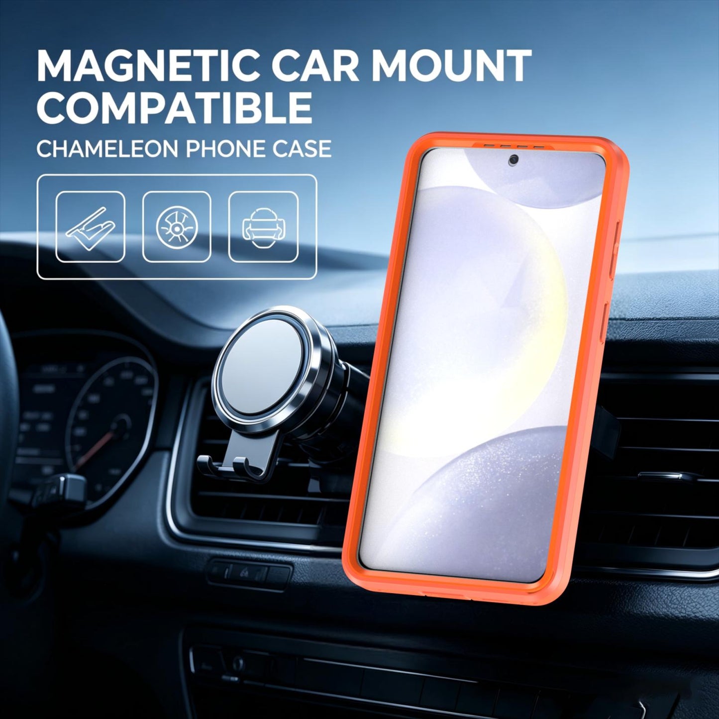 For Galaxy S26 5G Silicone Magnetic Anti-drop Protective Phone Case(Orange)