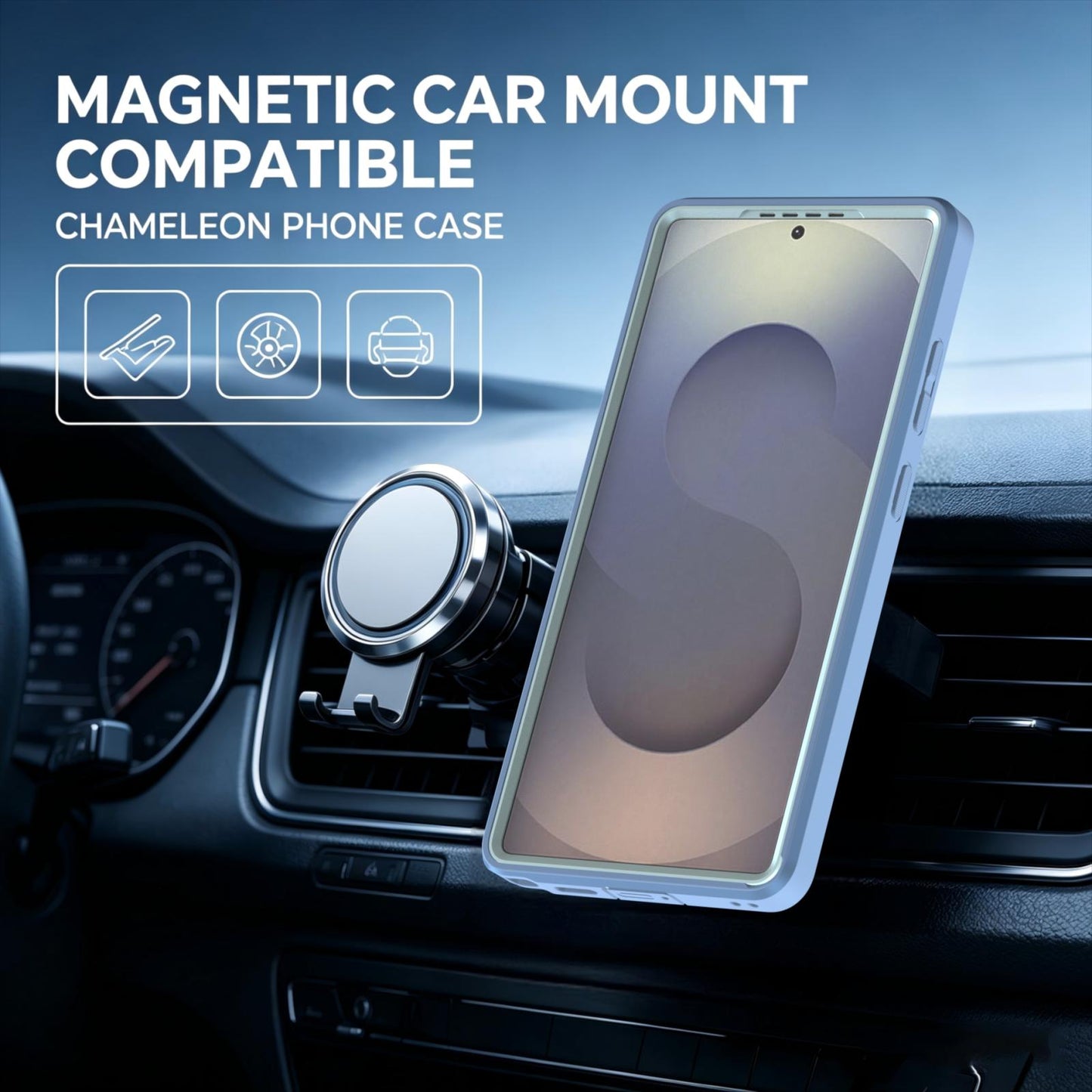 For Galaxy S25 Ultra 5G Silicone Magnetic Anti-drop Protective Phone Case(Light Blue)