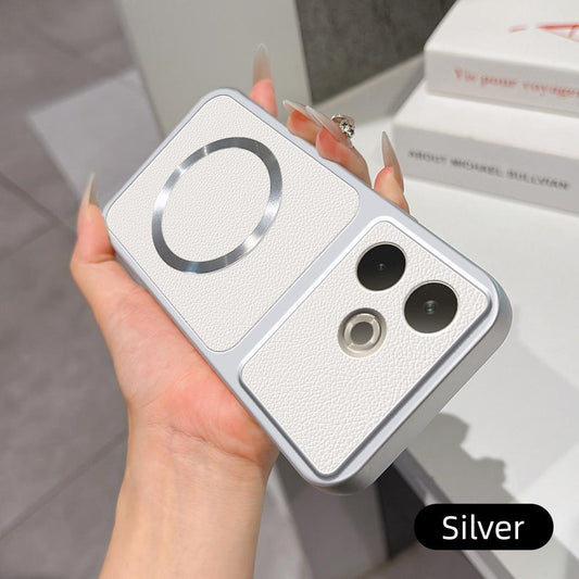 For OPPO A5 Pro 4G / 5G Global Lambskin Series Magnetic Skin Feel Phone Case(Silver)