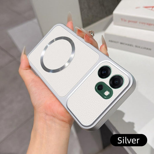 For OPPO Reno14 F 5G Lambskin Series Magnetic Skin Feel Phone Case(Silver)