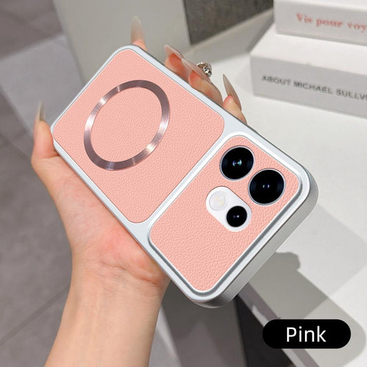For OPPO Reno16 5G Global Lambskin Series Magnetic Skin Feel Phone Case(Pink)