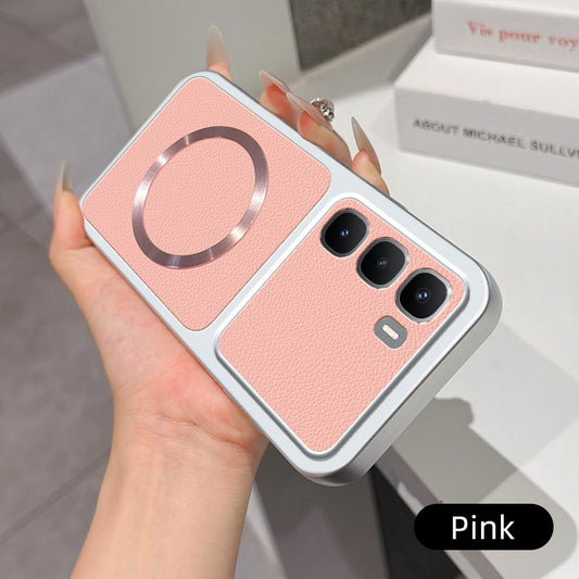 For Infinix Hot 60 Pro 4G Lambskin Series Magnetic Skin Feel Phone Case(Pink)