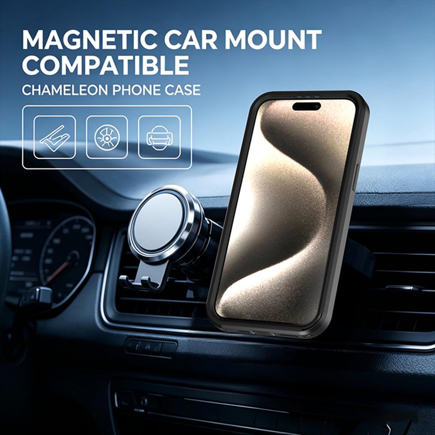 For iPhone 15 Pro Silicone Magnetic Anti-drop Protective Phone Case with 360 Rotating Holder(Black)