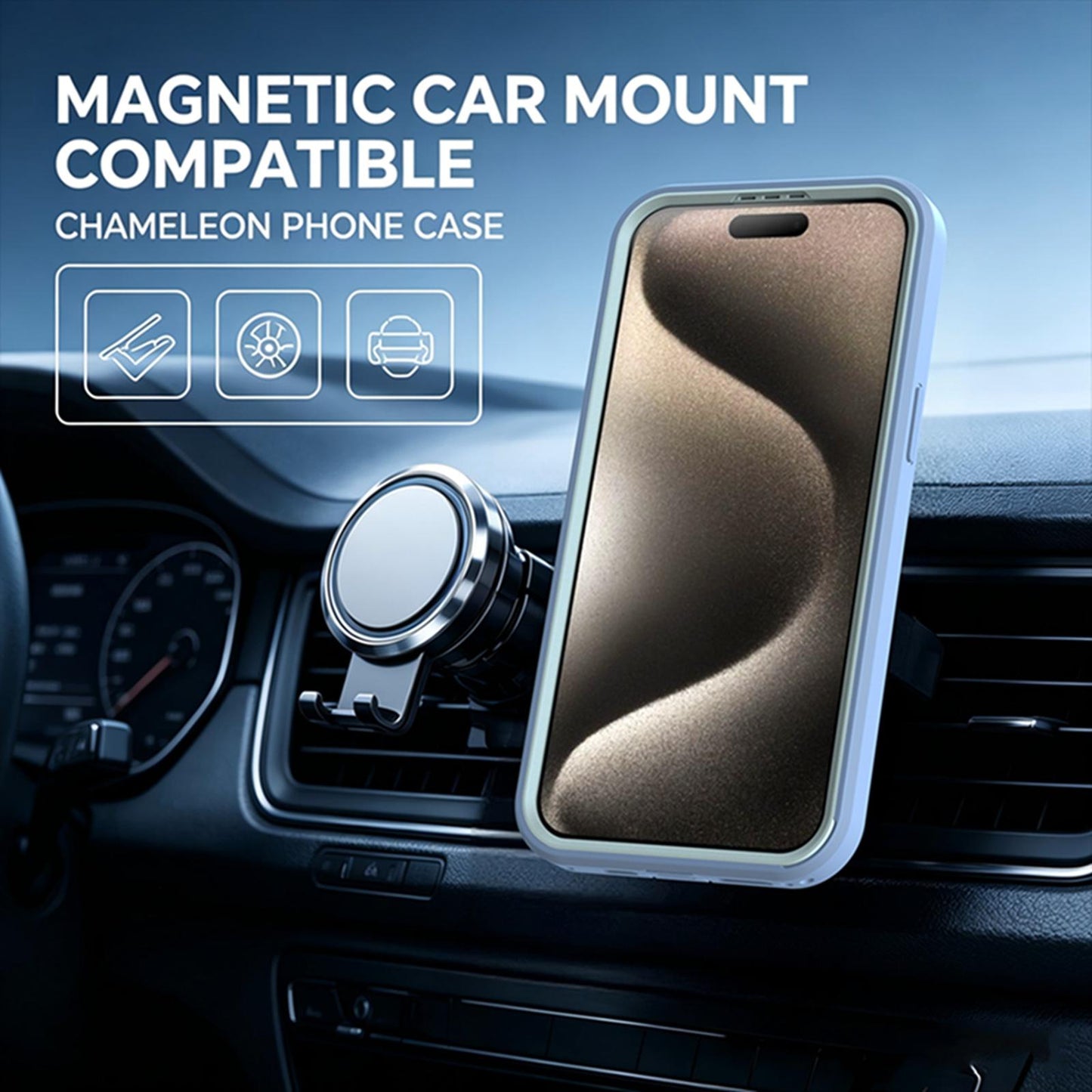 For iPhone 15 Pro Silicone Magnetic Anti-drop Protective Phone Case with 360 Rotating Holder(Light Blue)
