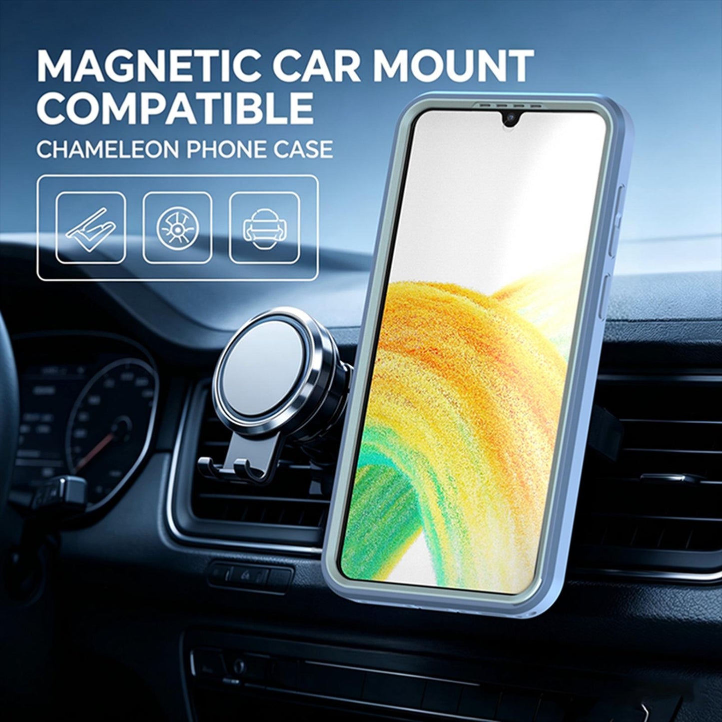 For Galaxy A37 / A36 / A56 5G Silicone Magnetic Anti-drop Protective Phone Case with 360 Rotating Holder(Light Blue)