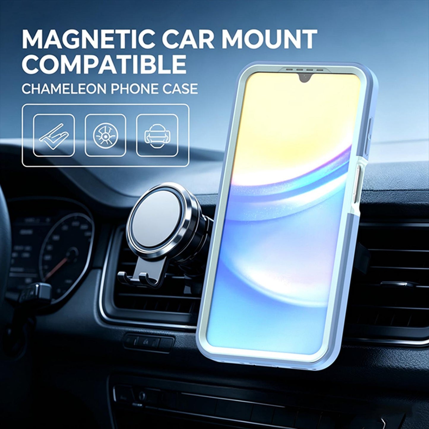 For Galaxy A17 / A16 / A26 5G Silicone Magnetic Anti-drop Protective Phone Case with 360 Rotating Holder(Light Blue)