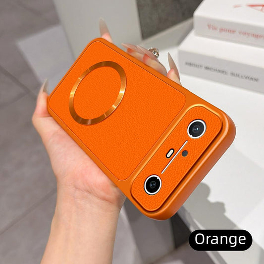 For Tecno Spark Slim Lambskin Series Magnetic Skin Feel Phone Case(Orange)