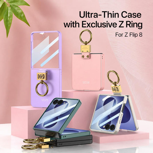 For Galaxy Z Flip8 5G GKK Ultra-thin Z Ring Holder PC Phone Case(Black)