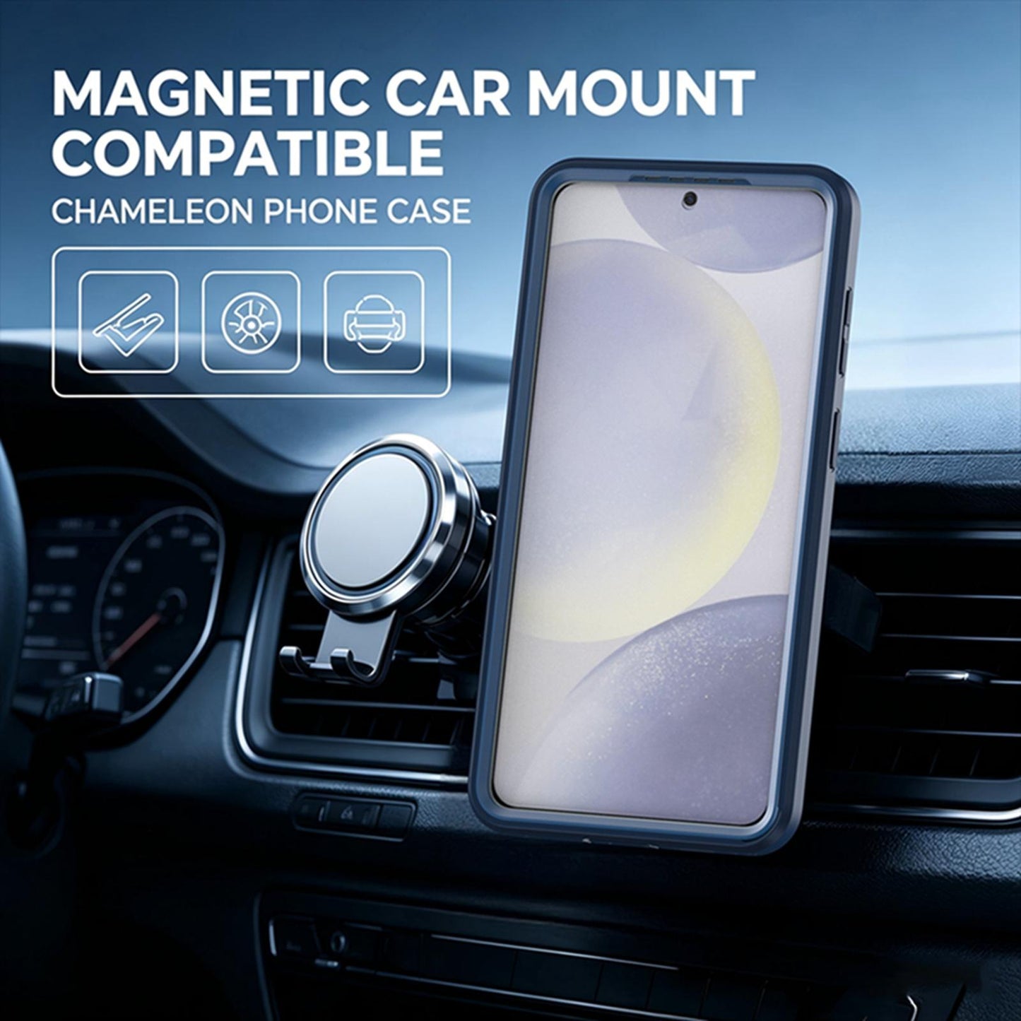 For Galaxy S26 5G Silicone Magnetic Anti-drop Protective Phone Case with 360 Rotating Holder(Blue)