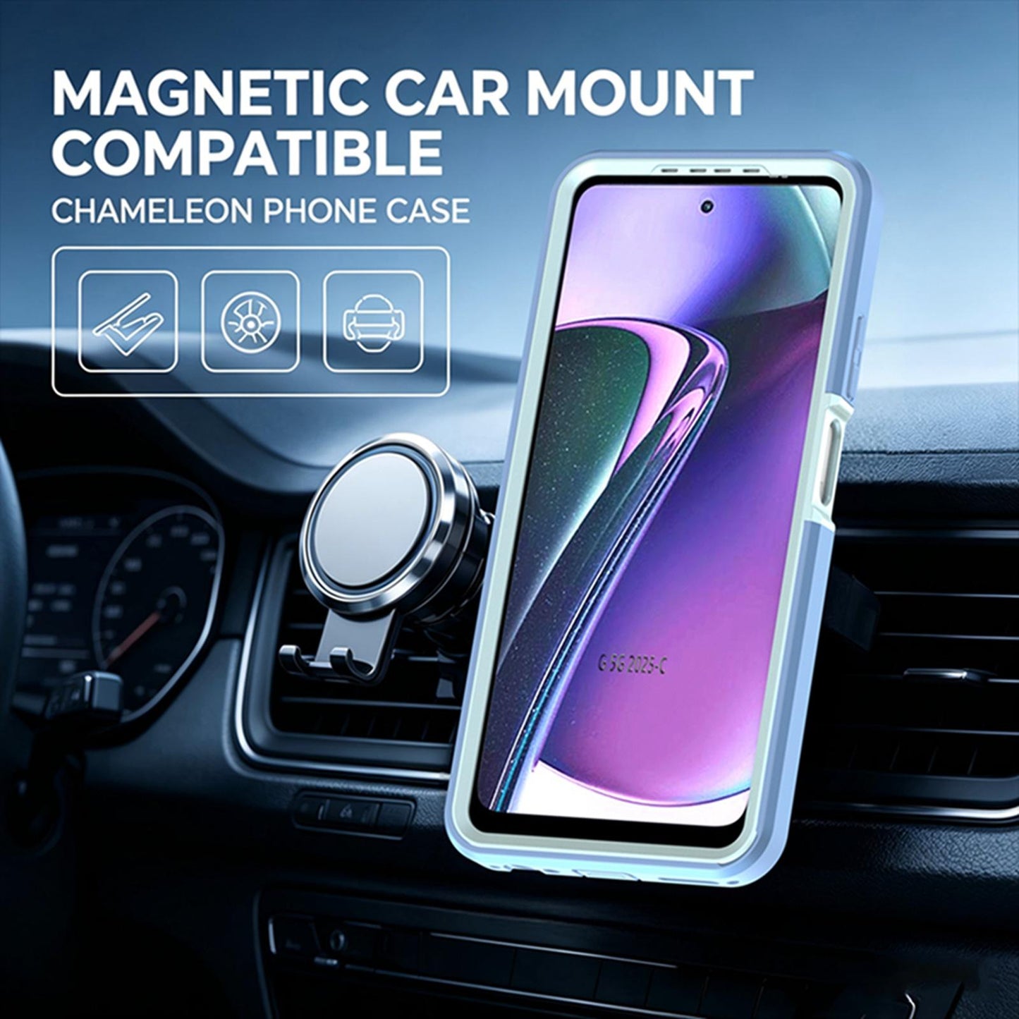 For Motorola Moto G 5G 2026 / 2025 Silicone Magnetic Anti-drop Protective Phone Case with 360 Rotating Holder(Light Blue)