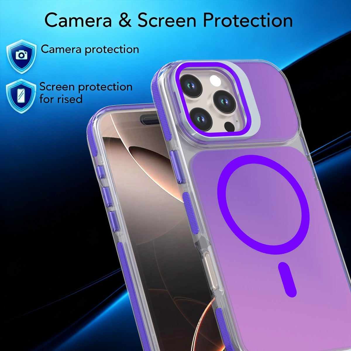 For iPhone 16 Pro Max Chameleon Gen2 Lens Cover Kickstand Magnetic Phone Case - Purple - EDA010044501D