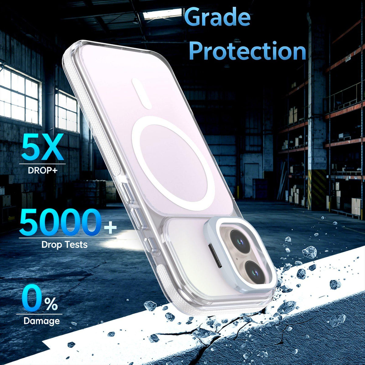 For iPhone 16 Chameleon Gen2 Lens Cover Kickstand Magnetic Phone Case - White - EDA010044504A