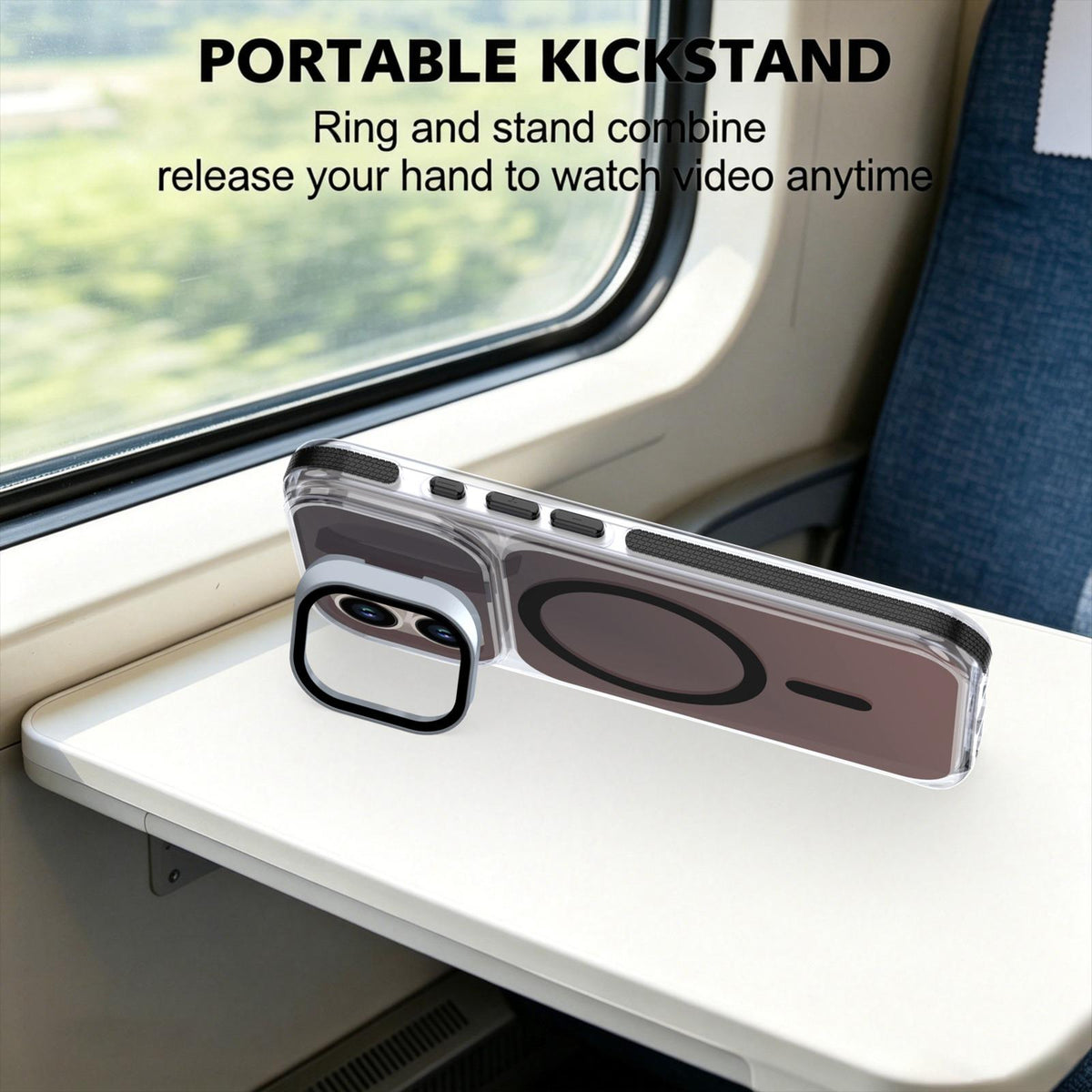 For iPhone 16 Chameleon Gen2 Lens Cover Kickstand Magnetic Phone Case - Black - EDA010044504C