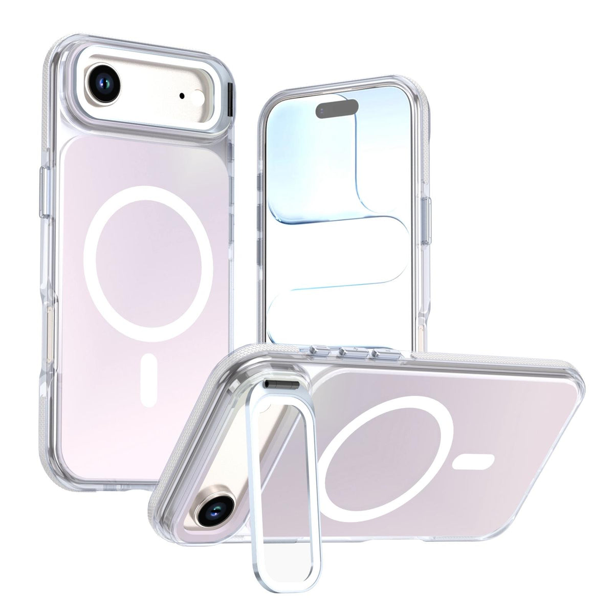 For iPhone Air Chameleon Gen2 Lens Cover Kickstand Magnetic Phone Case - White - EDA010044520A