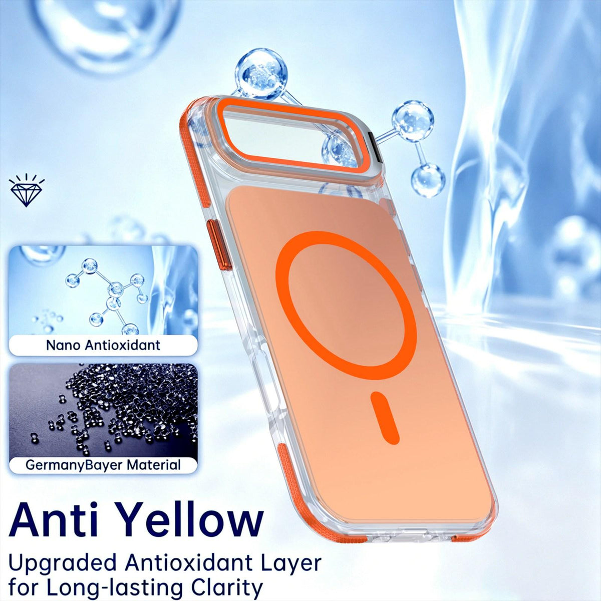 For iPhone Air Chameleon Gen2 Lens Cover Kickstand Magnetic Phone Case - Orange - EDA010044520B